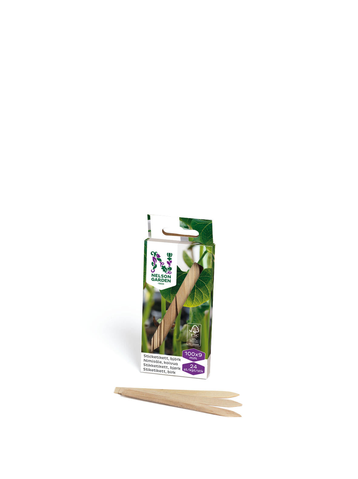 Sticketikett, trä