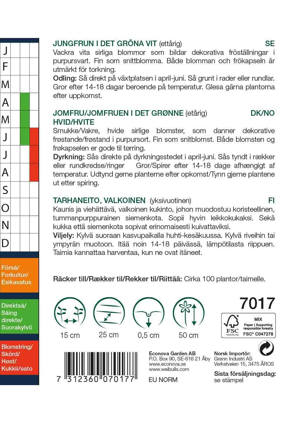 Jungfrun i det gröna Vit Nigella