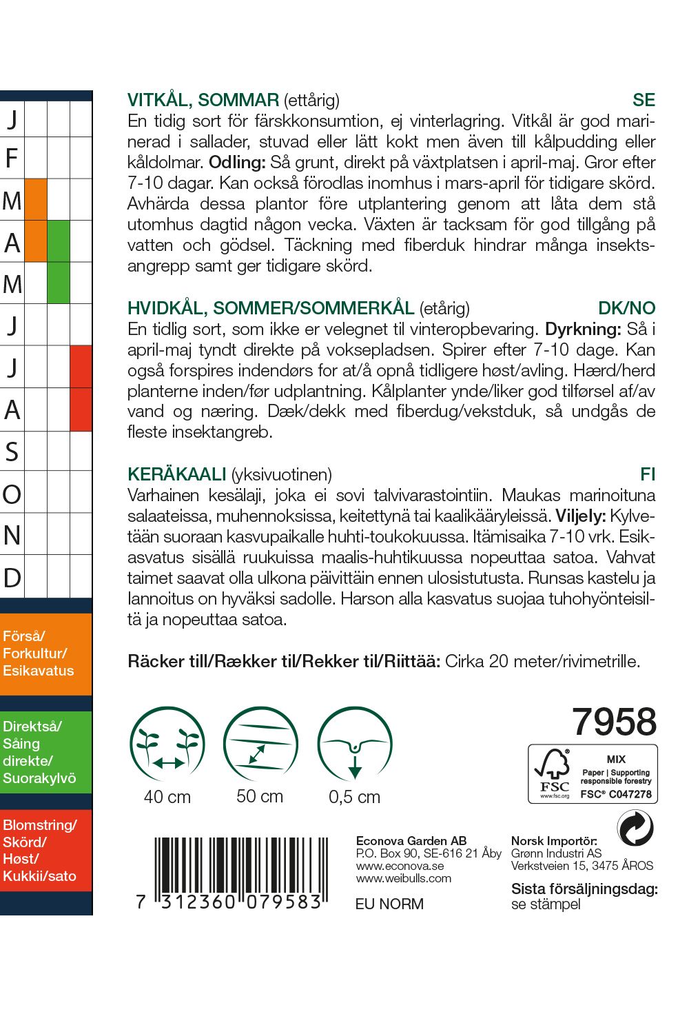 Kål, huvud vit sommar