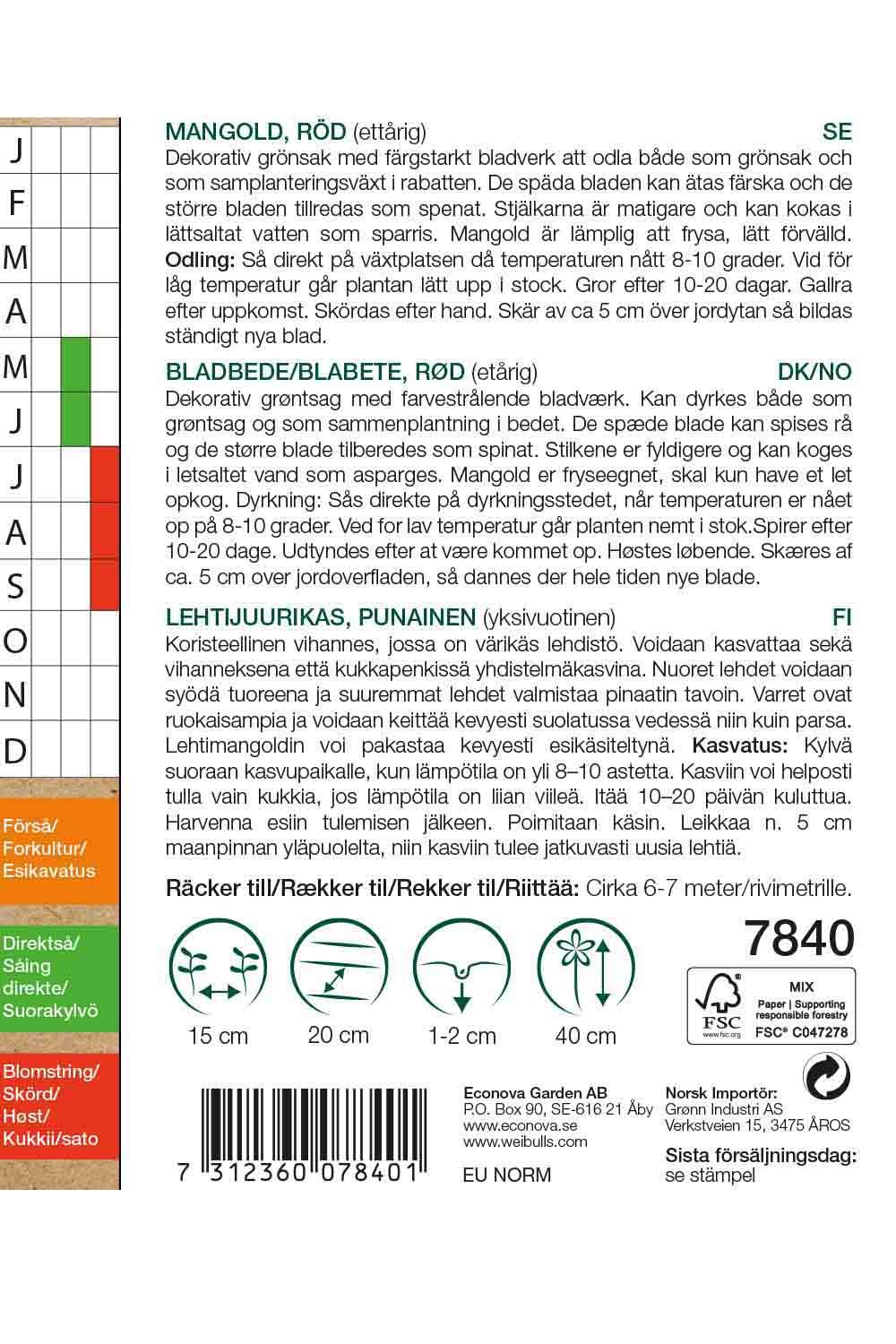 Mangold, röd KRAV