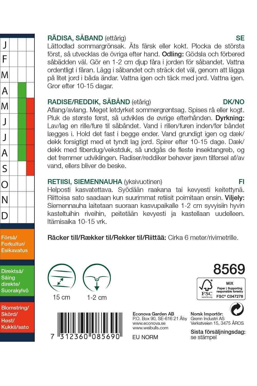 Rädisa lång, såband
