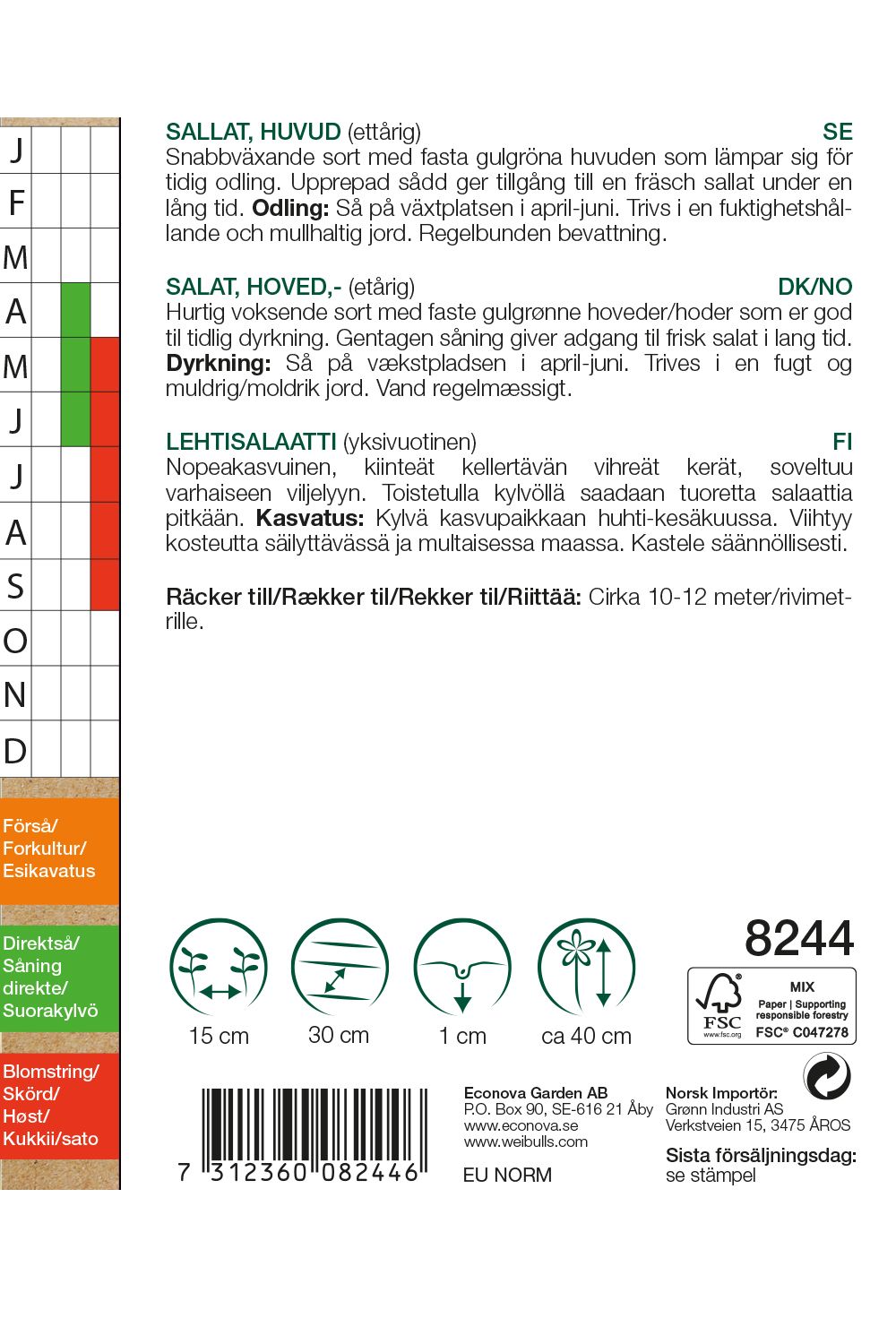 Sallat,huvud-, KRAV