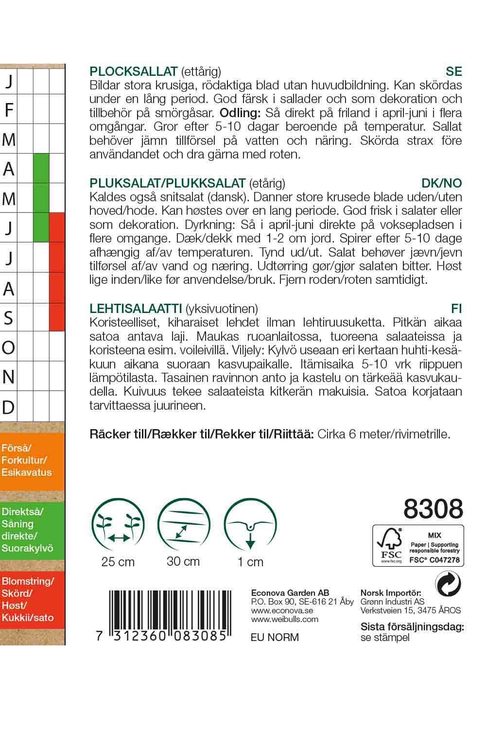 Sallat,plock-,röd KRAV Bowl rossa